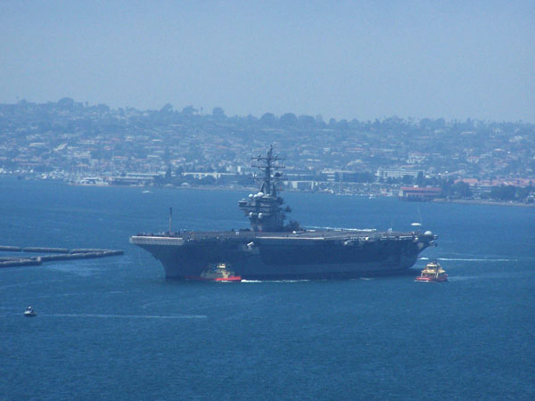 USS Ronald Reagan coming into port.