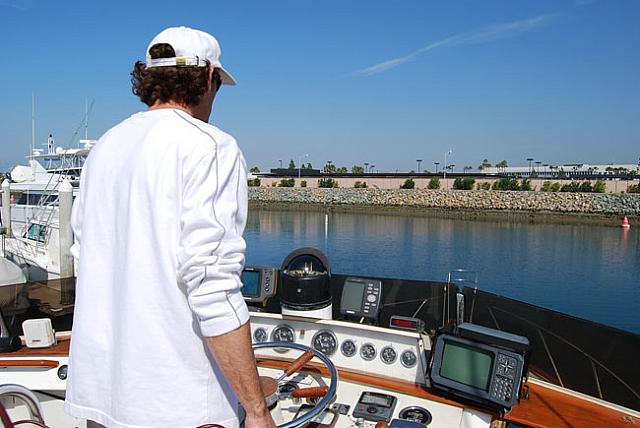 Captain James at the helm